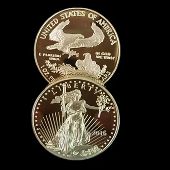 5 gab. bez magnētiskā 2016 brīvības monētas 24K nekustamā apzeltīts žetons 32.6 mm suvenīru mājās apdare reprodukcija monētas