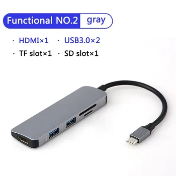 5 in1 USB C HUB USB-C HDMI Micro SD/TF Card Reader Adapteris priekš MacBook Samsung Galaxy S9/S8 Huawei P20 Pro C Tipa USB 3.0 HUB