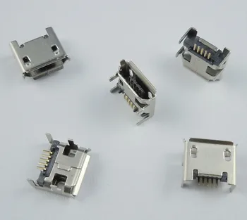 50 Gab. Micro USB B Tipa Sievietes 5 Pin DIP Kontaktligzda Kontaktligzda 4 Kājas