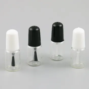 50 x 3ml Tukšs Nagu lakas Pudele Caurspīdīga, caurspīdīga Stikla Iepakojuma Pudeles ar Melnu baltu Otu Klp Kosmētikas Konteineru Pudele