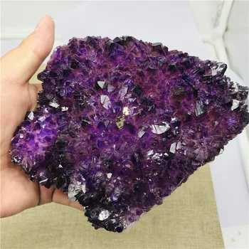 500-1000g 1 gab., Dabas ametists geode klastera no uruguary augstākās kvalitātes tumši violeta ametists lielā kristāla Kvarca akmens dekori