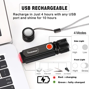 5000LM Daudzfunkcionāls LED Lukturīti USB Lādējamu akumulatoru Spēcīgs T6 lāpu Pusē COB Gaismas laternu asti magnēts Darba Gaismas