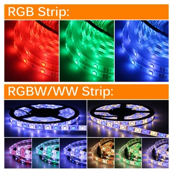 5050 LED Lentes RGB / RGBW / RGBWW 5M 10M RGB Krāsu Maināms Elastīgs LED Gaismas Lentas + Tālvadības pults + DC12V Jaudas Adapteris