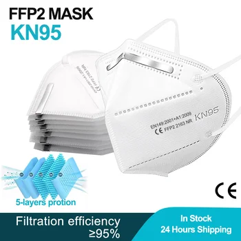 50GAB Balts FFP2 maska KN95 maskas, Aizsardzības nepievelk putekļus mutes maska, veselības aprūpi, 5 slāņi kn95 maska mascarillas ātra piegāde