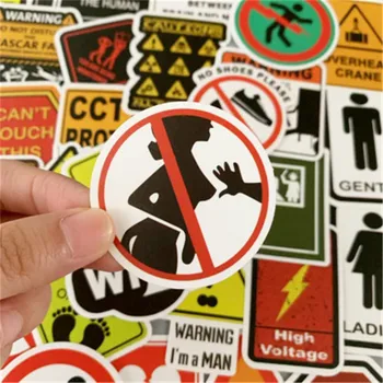 50GAB Brīdinājuma Rotaļlieta Uzlīmes Bīstamības Zīmes, kas Aizliedz Atgādinājums Ūdensizturīgs Decal Uzlīmes, Klēpjdators Motociklu Bagāžas Snovborda Auto