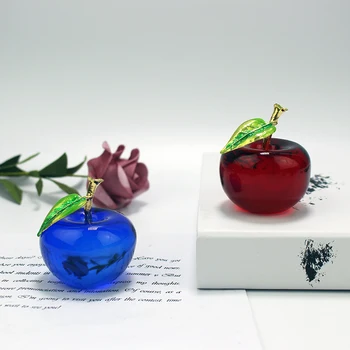 50MM Crystal Red Apple Modelis, Stikla Prese Miniatūras Statuetes Dāvanas, Galda Dekori