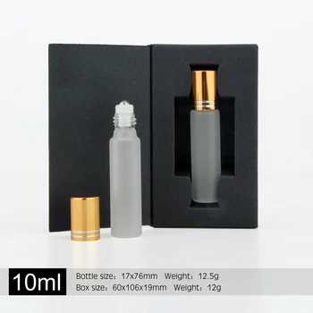 50Pieces 10ml Mini Uzpildāmas Smaržu Pudeles Iepakojuma kaste Matēta Stikla Roll Ēteriskās Eļļas Pudelīte Tukša Smaržu Paraugu Pudele