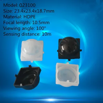 50gab 023100 dome formā cilvēka ķermeņa infrasarkanais PIR sensors HDPE plastmasas frešneļa objektīvs 23.4x23.4x18.7mm fokusa garums 10,5 mm