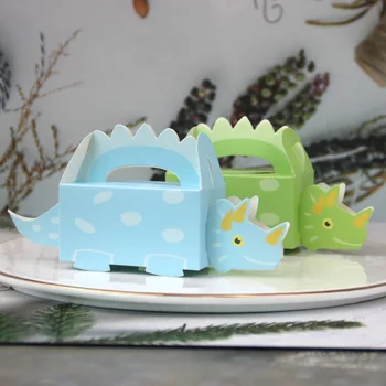 50gab Dinozauru Pusei Zils Zaļš DIY Cepumu Kaste Baby Dušas 3D Dino Konfekšu Kaste Ārstēt Bērnu Dzimšanas dienas Dāvanu Kastes Papīra