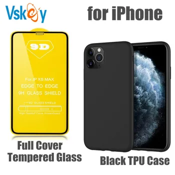 50gab Rūdīts Stikls & 50gab Soft Black TPU Case for iPhone 6/7/8/i11/11Pro/X/XR/Xs Max Pilnībā Segtu Ekrāna Aizsargs, Tālruņa Vāciņu