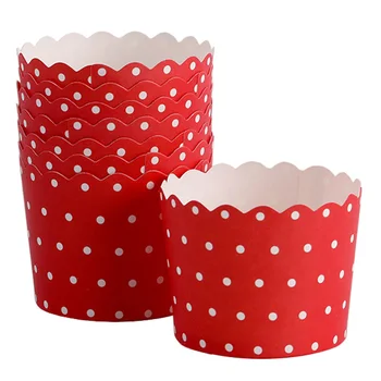 50gab Sarkana fona Balts Punkti Muffin Cupcake Papīra Tases Puse Tases kāzas, dzimšanas dienas svinības Apdare, Vienreizējās lietošanas Instrumenti