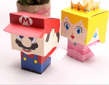50gab/daudz karikatūra Super Marijas Bros princese Līgava un Līgavainis kāzu dod priekšroku Mario konfekšu kaste kāzu dāvanas