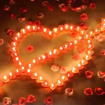 50gab/lodziņā Mīlestības Sirds Formas Tealight Sveces Bezdūmu Maza Svece Valentīna Diena Atzīšanās Priekšlikumu KTV Apdare