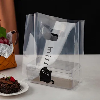 50gab pārredzamu sabiezējumu pārtikas klases plastmasas maisā maizes kūka desertā Saldumu iepakojuma soma ar Rokturi Puse, Kāzu piederumi