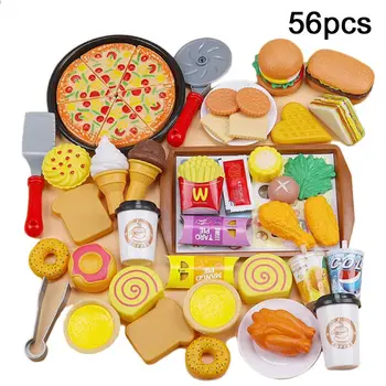 56/58/88Pcs/komplekts Bērniem Simulācijas Steamer Burger Iestatīt Pārtikas Milti Virtuves piederumu Komplekts F3ME