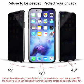 5D 9H Izliektas Pilnībā Segtu Rūdīta Stikla Pret Spiegu Peeping Saules iPhone X XS MAX XR 10 6S 6 7 8 Plus Privātuma Ekrāna Aizsargs