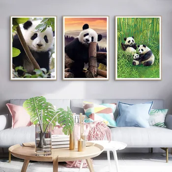 5D DIY Dimanta Izšuvumi Panda Dzīvnieku Dimanta Glezna Krustdūrienā Pilnu Kvadrātveida Urbt Rhinestone Apdare Bērniem Dāvanu