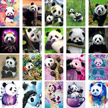 5D DIY Dimanta Izšuvumi Panda Dzīvnieku Dimanta Glezna Krustdūrienā Pilnu Kvadrātveida Urbt Rhinestone Apdare Bērniem Dāvanu