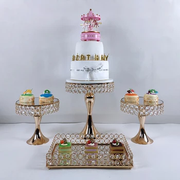 5GAB Zelta Spoguli un Apaļu Metāla Kūka Stāvēt Kāzas, Dzimšanas dienas svinības Deserts Cupcake Pjedestāla Reklāmas Plāksnītes Mājas Dekoru
