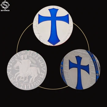 5GAB/daudz Crusader Bruņiniekiem Zils Marķieris, Sudraba Metāla Monētas Suvenīru Monētu Kolekciju