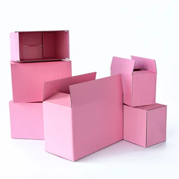 5gab /10pcs /Rozā kartona uzglabāšanas dāvanu gofrētā kartona iepakojums, kastes piekariņi Festivāls aile atbalsta pielāgoto izmēru, drukas logo