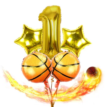 5gab Basketbola Baloni Dekoratīvas Folijas Sporta Tēmu Svinības Mylar Baloni Grupa Zēni'Birthday Bērniem Piepūšamās Rotaļlietas