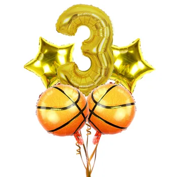 5gab Basketbola Baloni Dekoratīvas Folijas Sporta Tēmu Svinības Mylar Baloni Grupa Zēni'Birthday Bērniem Piepūšamās Rotaļlietas