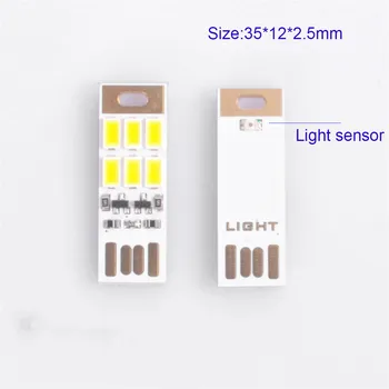 5gab Mini USB nakts gaismai 6 LED Pārnēsājamās Lampas 5V Touch Reostats vai Gaismas sensors Power Bank Datoru, Klēpjdatoru