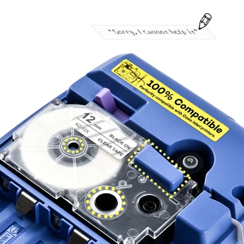 5gab XR-12X lentes cartidge savietojams Casio label printer Melns uz Skaidru casio marķējuma lentes 12mm XR12X par EZ Printeri KL-120