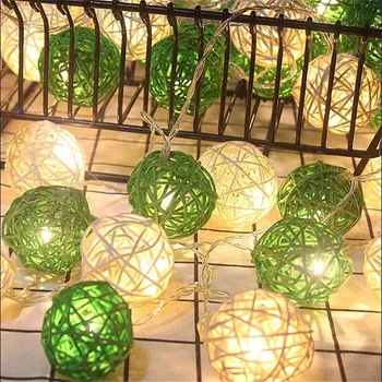 5m 28 Balts Zaļā Rotangpalmas Bumbu LED String Gaismas Sepak Takraw LED Gaismas Vītnes Dārzs, Kāzas, Ziemassvētku Rotājumi