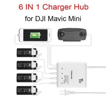 6 1 Intelligent Multi Lādētāju DJI Mavic Mini Dūkoņa Akumulatora Uzlādēšanas Mezgls Ātri Gudru Akumulatoru Lādētāju ar USB Portu