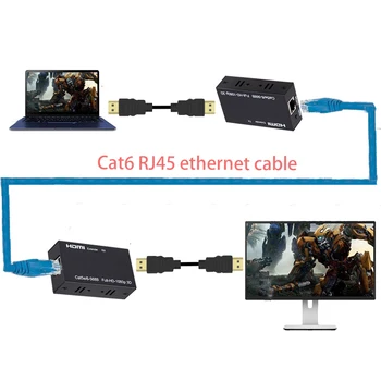 60M HDMI Paplašinātājs(Raidītājs un Uztvērējs) Vairāk nekā signle RJ45 cat5e Ethernet Kabelis Cat6 HDMI Sūtītājs & Uztvērējs PC Portatīvie DVD