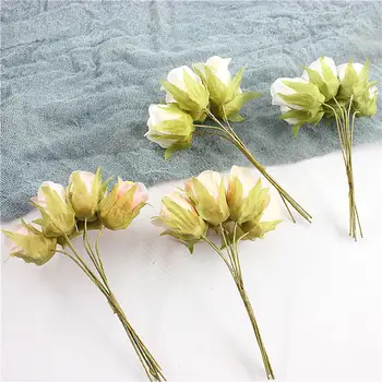 60pcs/Mākslīgās rožu zīda ziedu Eiropas pušķi, viltus ziedu mazo bud rosewedding un ģimenes partijas apdare