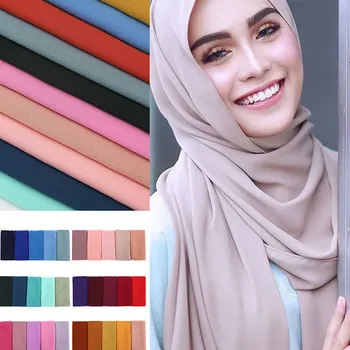 61 Krāsas Cieto Šifona Šalle Šalle Sievietēm Marli Šalles Neckerchief Musulmaņu Hijab Meitenes Lakatu Āra Wraps Piederumi