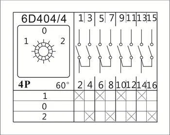 63.A Cam Slēdzis 1-0-2 4 Stabi 16 termināli ar aizsardzības box IP65(CE, TUV) āra, vai apliecinājums