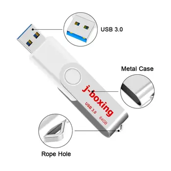 64 GB USB 3.0 Flash Drive 64GB Īkšķis Diskus 3.0 Grozāmos Memory Stick USB 3.0 Diska Backup Lēkt Disku Uzglabāšanai USB Stick Balts