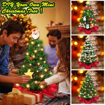 66cm Mini Galda Ziemassvētku Eglīte Mākslīgā Darbvirsmas Ziemsvētki Koks ar LED String Gaismas mājā, Birojā, Veikalā Ziemassvētki Partijas Apdare
