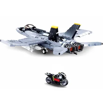 682Pcs Militāro F/A-18 Strike Fighter Bloķēt MŪS Hornet lidmašīnas Modeli Mūsdienu Kara Ēka, Ķieģeļu Rotaļlietas Bērniem