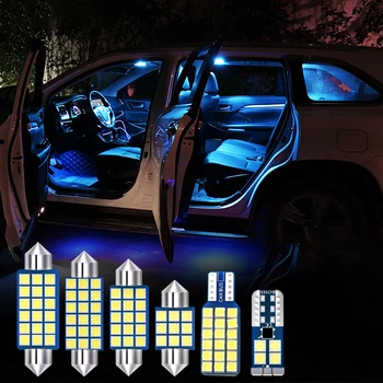 6pcs Balts Bez Kļūdām Spuldzes LED Auto Interjera Lasīšanas Gaismas Komplekts Jeep Compass 2017 2018 2019 Dome Lasīšanas Gaismas Bagāžnieka Lampas