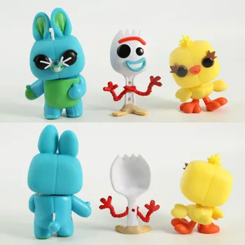6pcs Funko POP Toy Story 4 Forky Ducky Zaķis Buzz Lightyear Koksnes Anime Darbības Rādītāji Kolekciju Modelis Rotaļlietas Bērniem 2F74