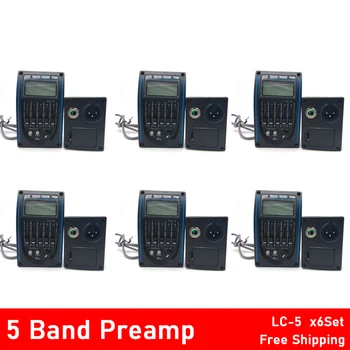 6pcs LC-5 5 Joslu Akustiskā Ģitāra Pikaps EQ Preamp LCD Uztvērējs Pjezo Pikaps Ekvalaizeru Sistēma ar Mikrofonu