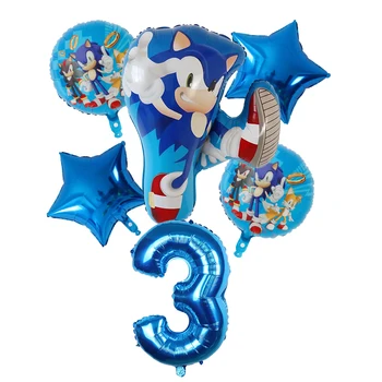 6pcs Sega, Sonic Ezis Baloni Super Varonis 30inch Numuru Folijas gaisa Balons, Zēns, Meitene Brithday Puse dekori bērniem, rotaļlietas, baloni,