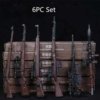 6pcs Uzstādīt Rotaļu Pistoli modelis 1/6 Mēroga Piederumi RPG M14 Automātiskā Šautene Montāža Ieroci Modelis Rīcības attēls Piederumi