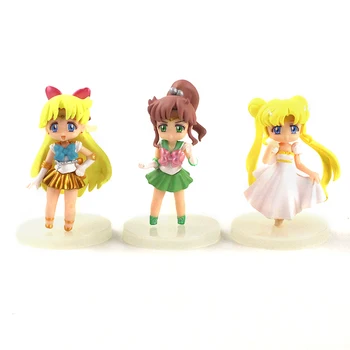 6pcs/daudz 8cm Sailor Moon Skaitļi Tsukino Dzīvsudraba Jupiters, Venēra, Urāns, Neptūns Anime Modelis Rotaļlietas