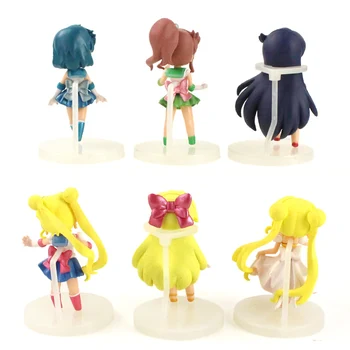6pcs/daudz 8cm Sailor Moon Skaitļi Tsukino Dzīvsudraba Jupiters, Venēra, Urāns, Neptūns Anime Modelis Rotaļlietas