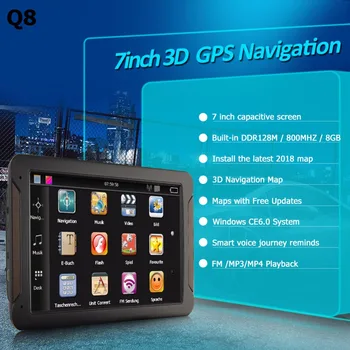 7 collu HD Auto GPS Navigācija FM 128M+8GB Kapacitīvais Ekrāns Automašīnu Transportlīdzekļa Truck GPS Eiropā, Krievijā, ASV ĀS 2018 Bezmaksas Kartes WinCE 6.0