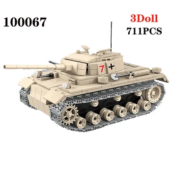 711PCS Militāro vācu Skaits trīs WW2 Tanks Celtniecības Bloki WW2 Militāro Tanku Armijas Karavīri Skaitļi, Ieroču rezerves daļas, Ķieģeļu rotaļlietas