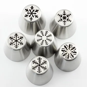 7Pcs krievijas Apledojuma Cauruļvadu Padomi Ziemassvētku Sniegpārsla Dizains Mīklas Sprauslas Cupcake Cepumu Dekorēšanas Mīklas Maizes Konditorejas izstrādājumi