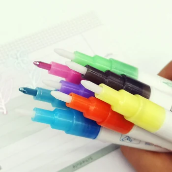 8 Krāsa, Dubultā Līnijas Kontūru Pildspalvu Dubultā Krāsas Marķieris Pildspalva Kartes Rakstīšanas, Zīmēšanas NC99