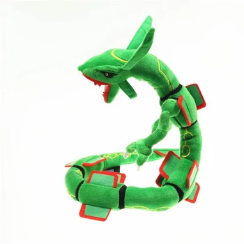 80 cm Garu Asti Pūķis Plīša Rotaļlieta Mega Rayquaza 80CM Zaļš Un Spīdīgu Melnu Mīksto Pildījumu Dzīvnieku Anime Multfilmu Skaitļi Lelle